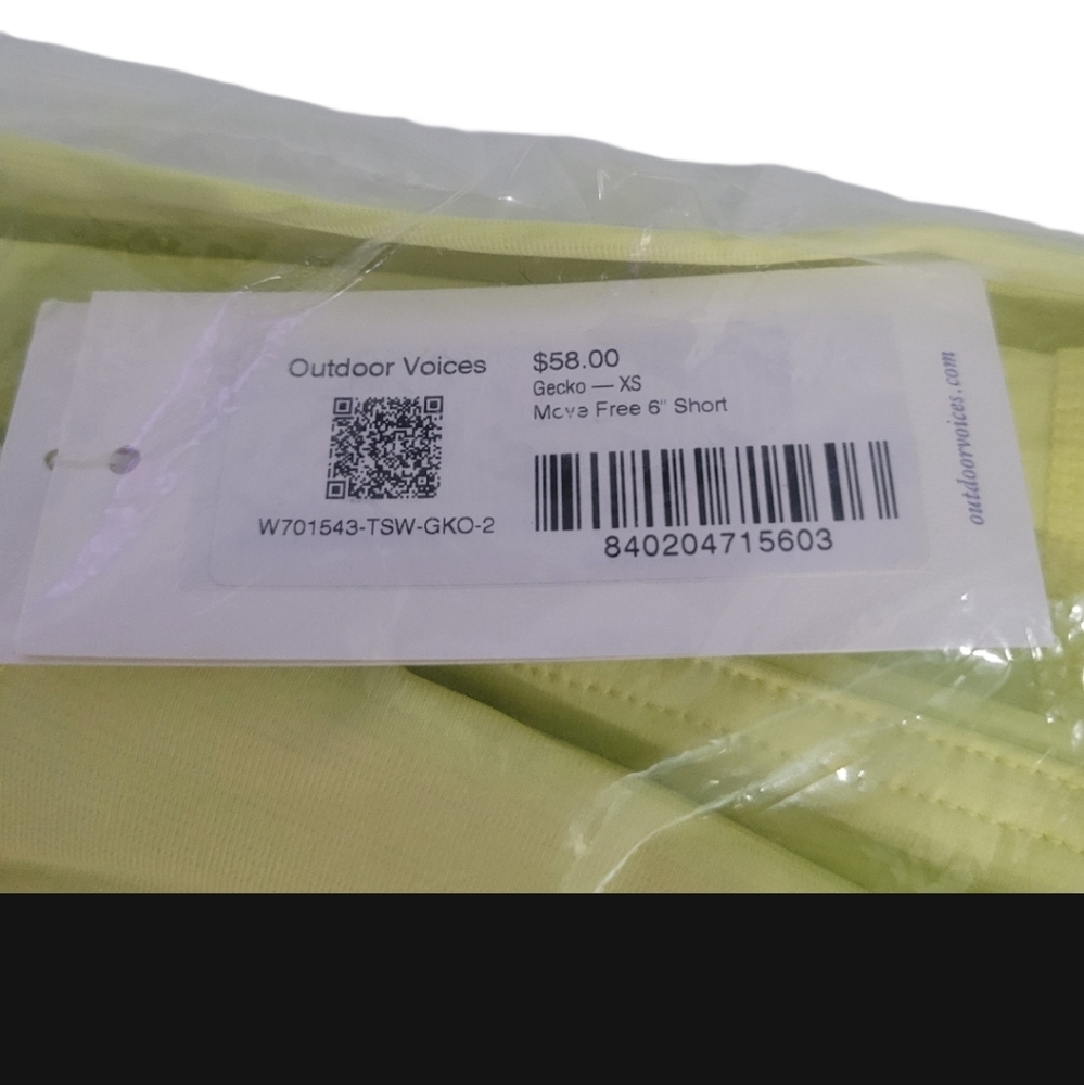 NWT  Outdoor Voices  Move Free  6" Biker Shorts    XS   Yellow - Picture 6 of 6